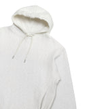 DRIPNORD white terry cloth hoodie with all-over Dior monogram pattern, drawstring hood, and ribbed side panels. Size XXL, fits XL.